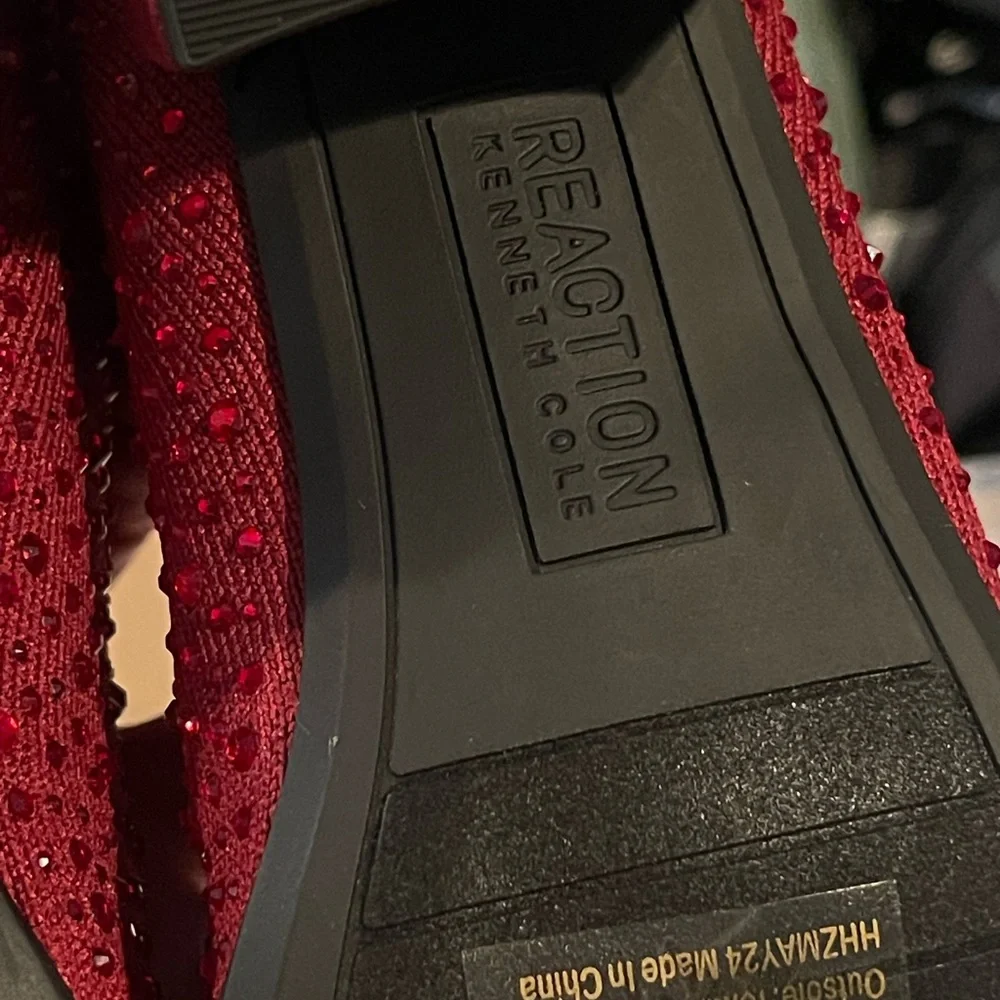 Rida Stretch Jewel Sparkly Red Ankle Boots - Picture 7 of 10